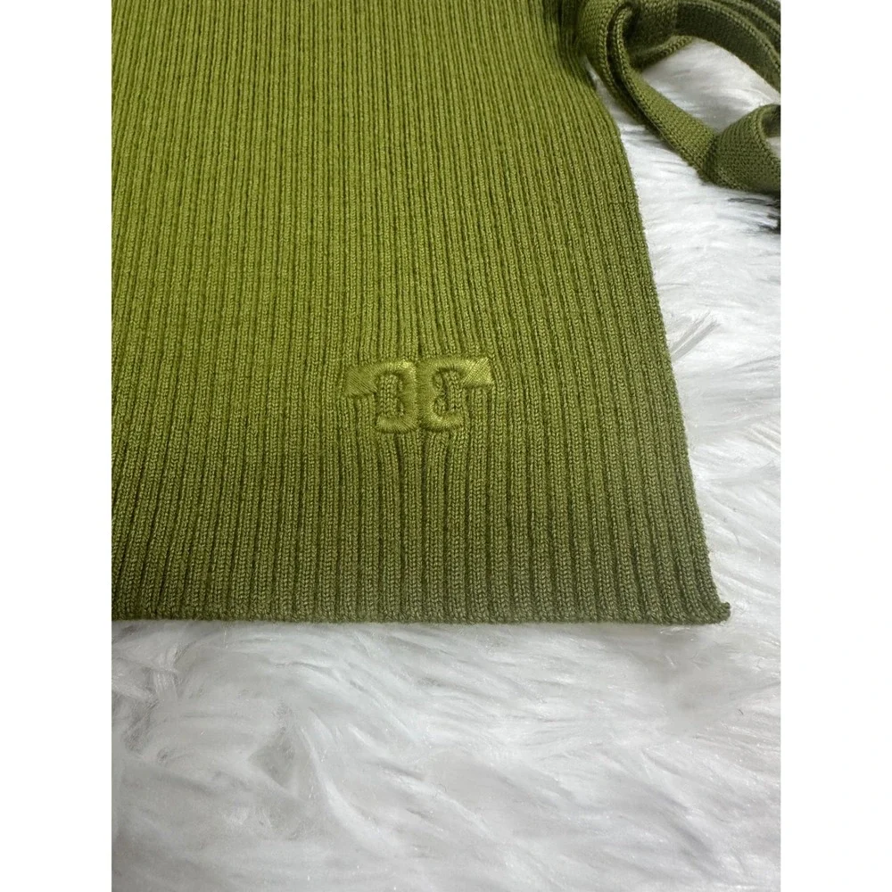 Tory Burch Ribbed Merino Wool Dickie‎ Dark Mossy Green Turtleneck 85331 XS/S NEW